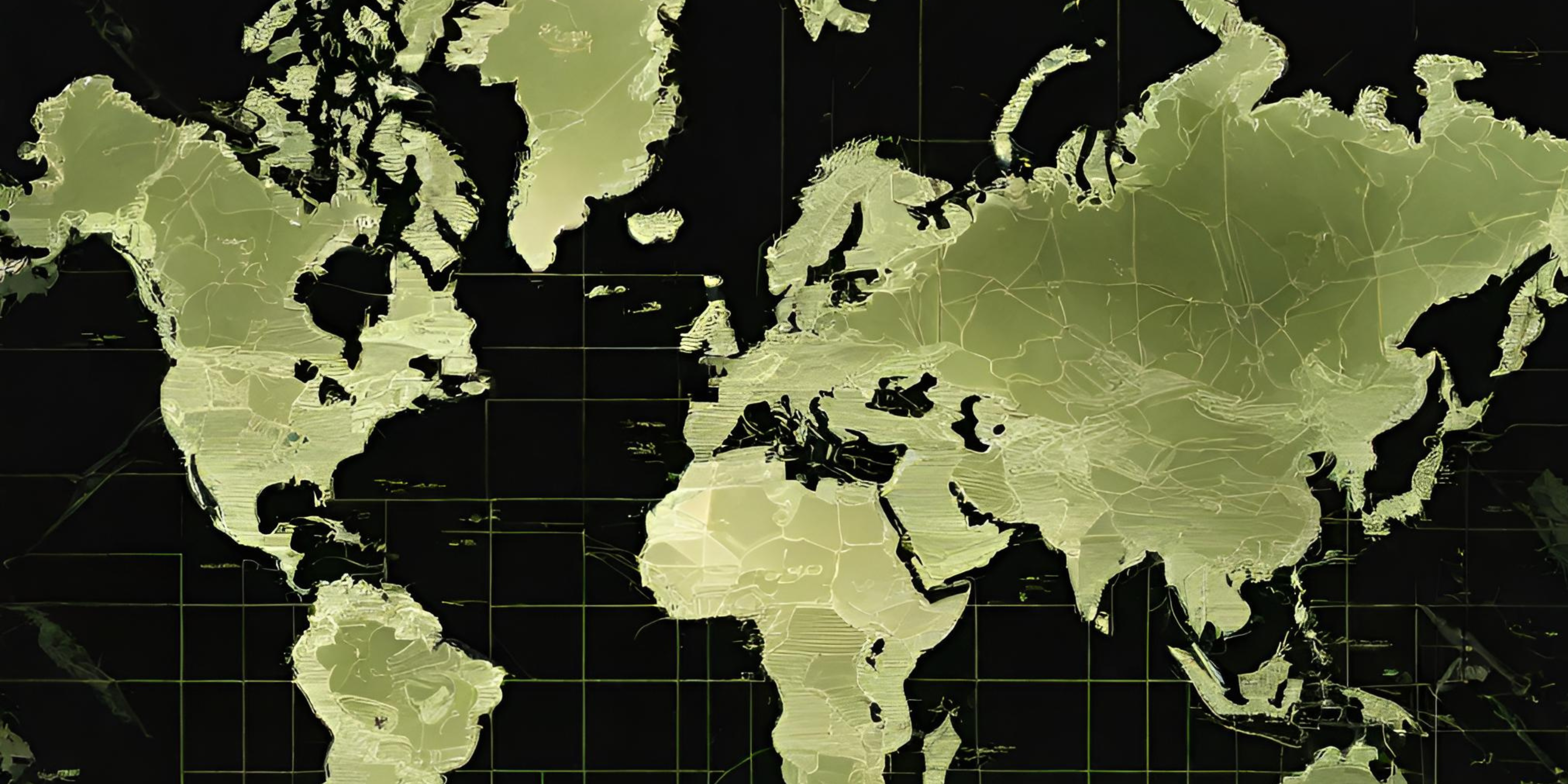 A map of the world, looking like it's made of glass.